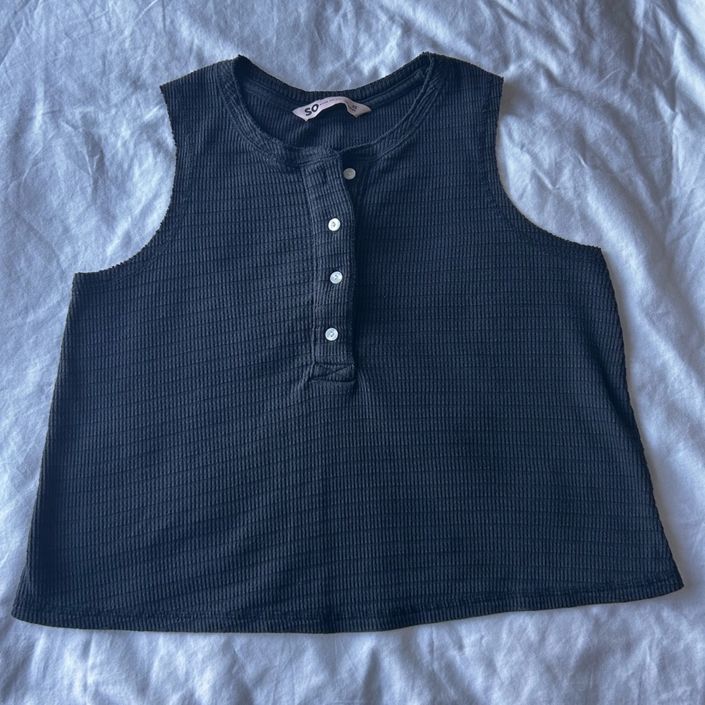 SO Black Sleeveless textured Tank Top
